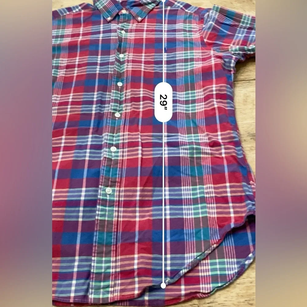 Polo by Ralph Lauren Men’s M Classic‎ Fit Red Plaid Short Sleeve Button Down
